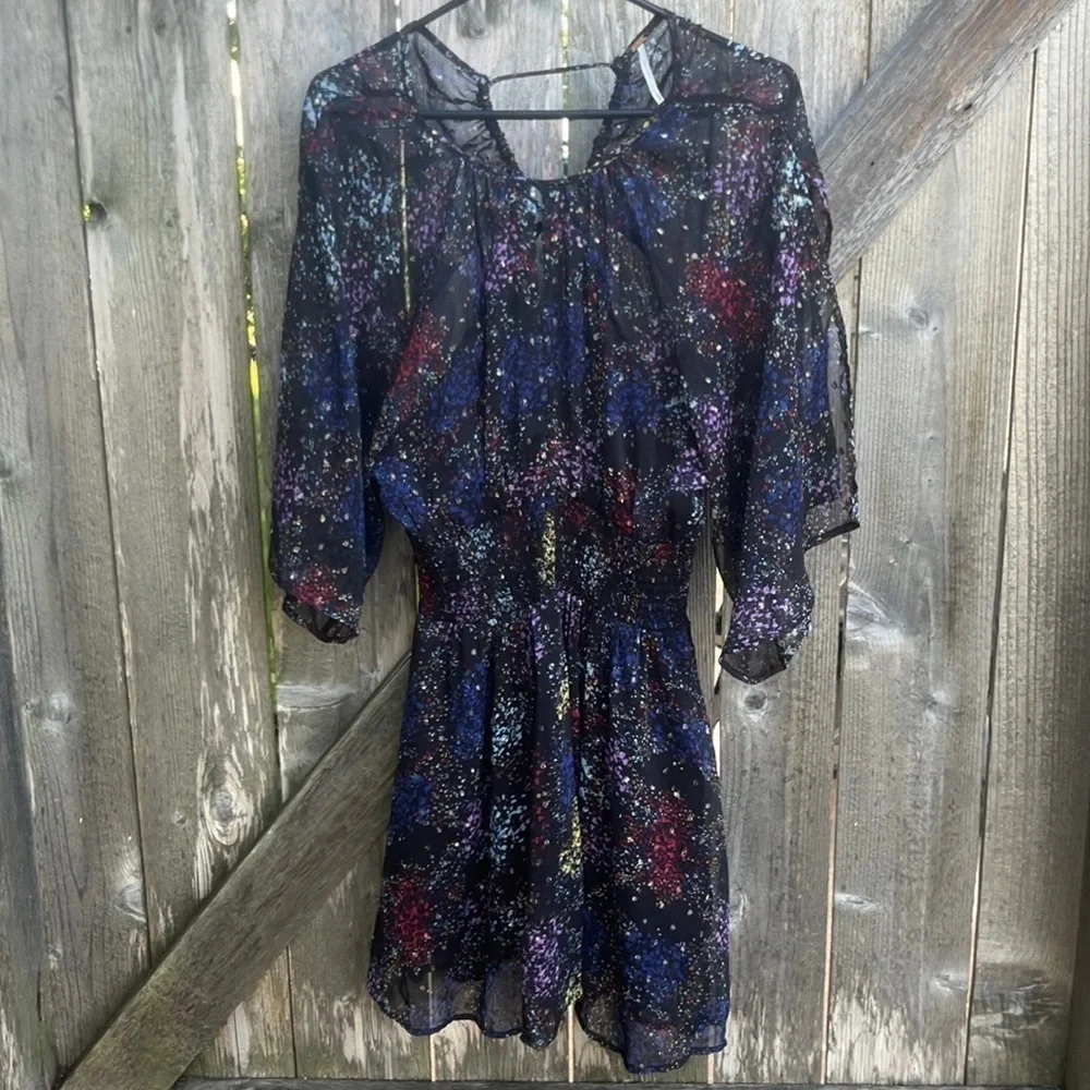 EUC Free People Anna Open Back Dress Black Floral Size Medium